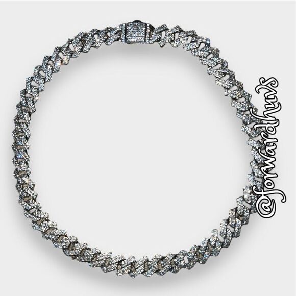 Silver Tone Rhinestone Covered Bling Necklace with Hidden Clasp - Picture 6 of 8